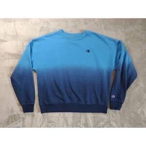 Champion Sweatshirt Mens L Light Blue Dark Blue Gradient Crewneck Gym Athleisure